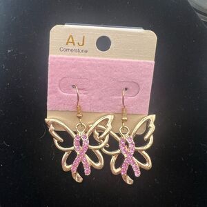 ❌❌Breast Cancer awareness butterfly earrings